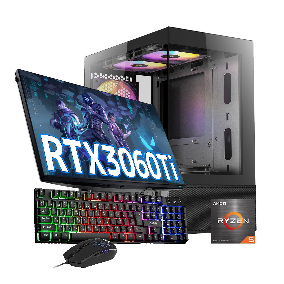 ライトモデルフルセット RTX3060Ti 搭載| ANTEC CX200M Black White / AMD Ryzen5 5600X / 16GB / SSD512GB / Windows 11 | 中古ゲーミングPC専門店 GP-ZERO 