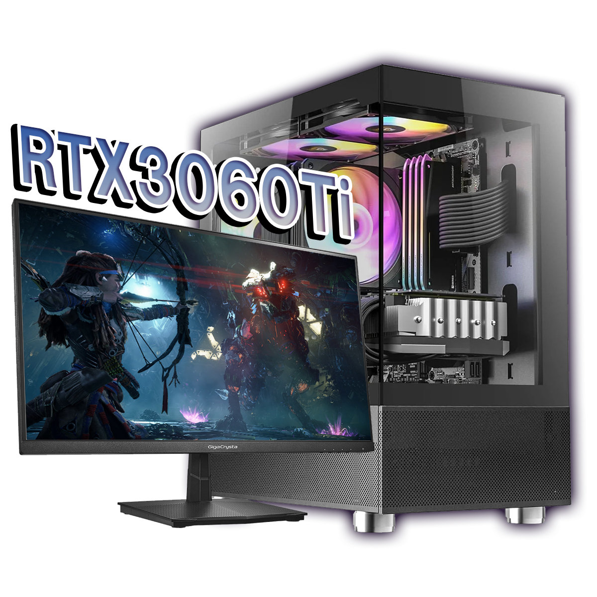 【新品ケース】ライトモデルフルセット RTX3060Ti 搭載| AMD Ryzen5 5500 / ANTEC CX200M Black White / DDR4 16GB / SSD512GB / Windows 11 | 中古ゲーミングPC専門店 GP-ZERO 