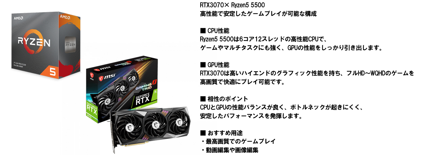 【新品ケース】ミドルモデル単品 RTX3070 搭載| AMD Ryzen5 5500 / ANTEC CX200M Black White / DDR4 16GB / SSD512GB / Windows 11 | 中古ゲーミングPC専門店 GP-ZERO の画像