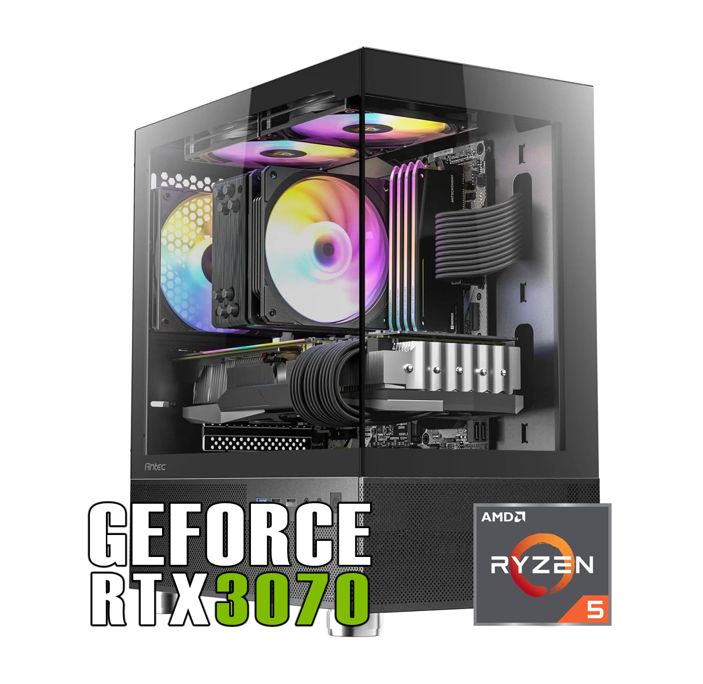 【新品ケース】ミドルモデル単品 RTX3070 搭載| AMD Ryzen5 5600X / ANTEC CX200M Black White / DDR4 16GB / SSD512GB / Windows 11 | 中古ゲーミングPC専門店 GP-ZERO 
