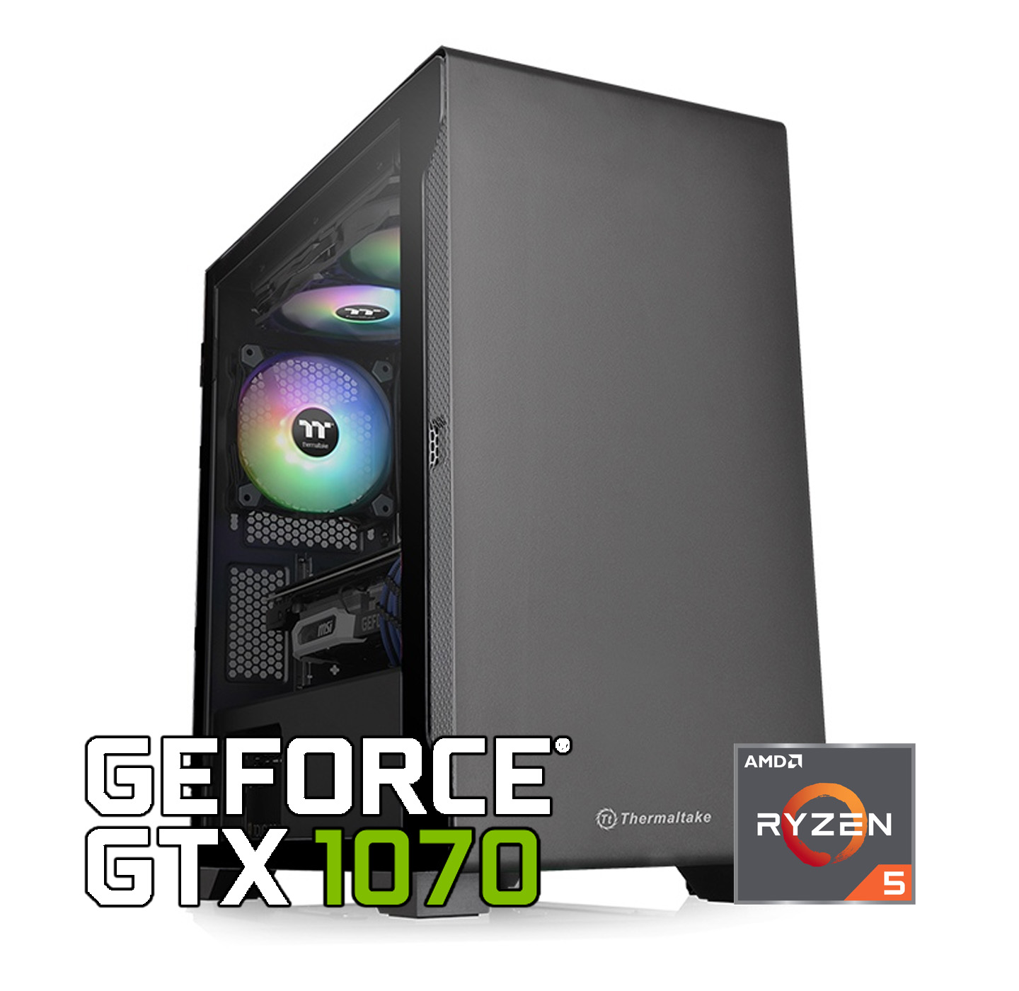 【新品ケース】本格ライトクラス GTX1070 搭載| AMD Ryzen5 3500 / Thermaltake S100 TG /DDR4 16GB/SSD512GB/Windows 11|中古ゲーミングPC専門店 GP-ZERO