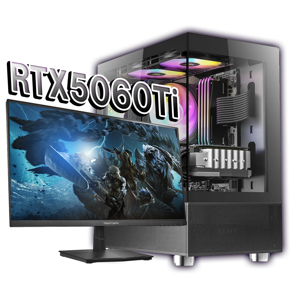 【新品ケース】雷神フルセット RTX5060Ti 搭載| AMD Ryzen7 5700X / ANTEC CX200M Black White / DDR4 16GB / SSD512GB / Windows 11 | 中古ゲーミングPC専門店 GP-ZERO 