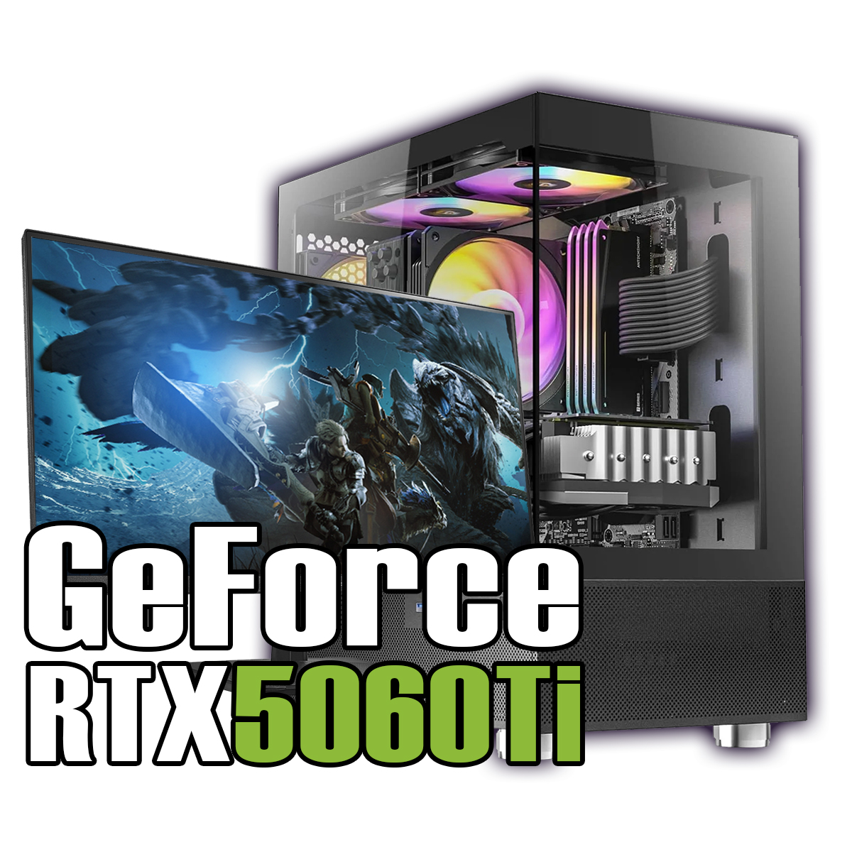 【新品ケース】雷神フルセット RTX5060Ti 搭載| AMD Ryzen7 5700X / ANTEC CX200M Black White / DDR4 16GB / SSD512GB / Windows 11 | 中古ゲーミングPC専門店 GP-ZERO 