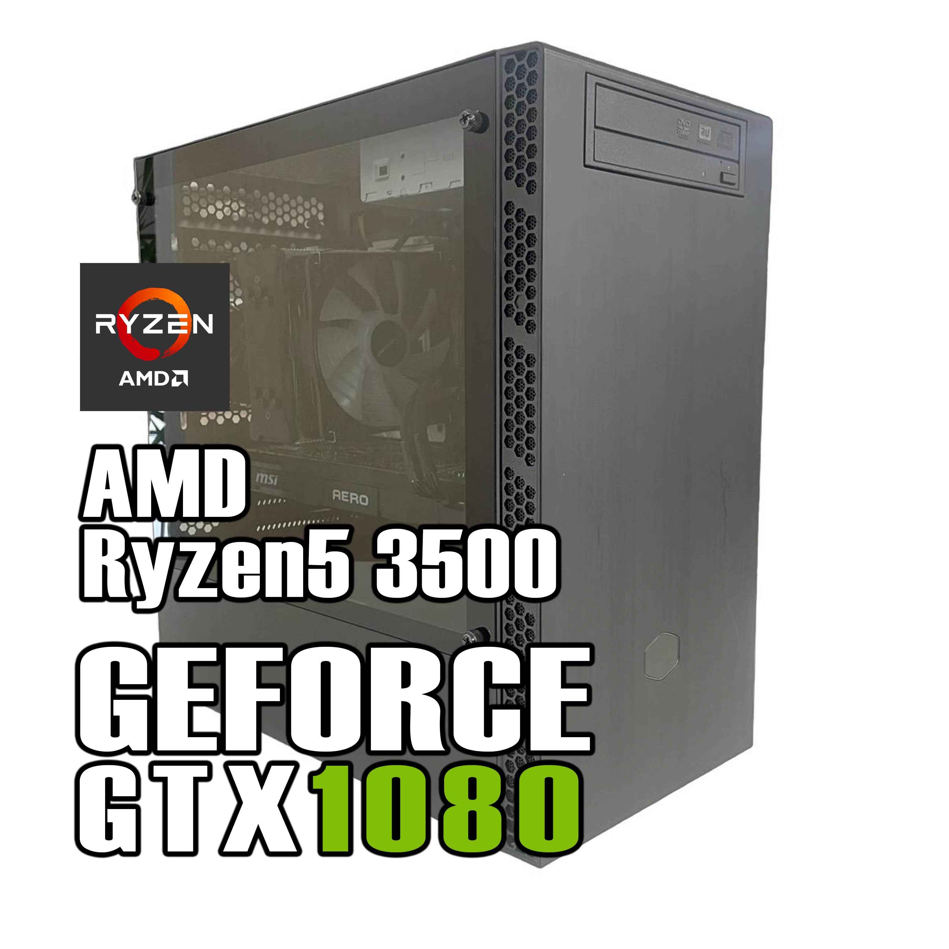 【即納！】 AMD Ryzen5 3500 / GeForce GTX 1080 / メモリ DDR4 16GB / SSD 500GB / HDD 3TB / CoolerMaster / Windows11 home |中古ゲーミングPC専門店GP-ZERO