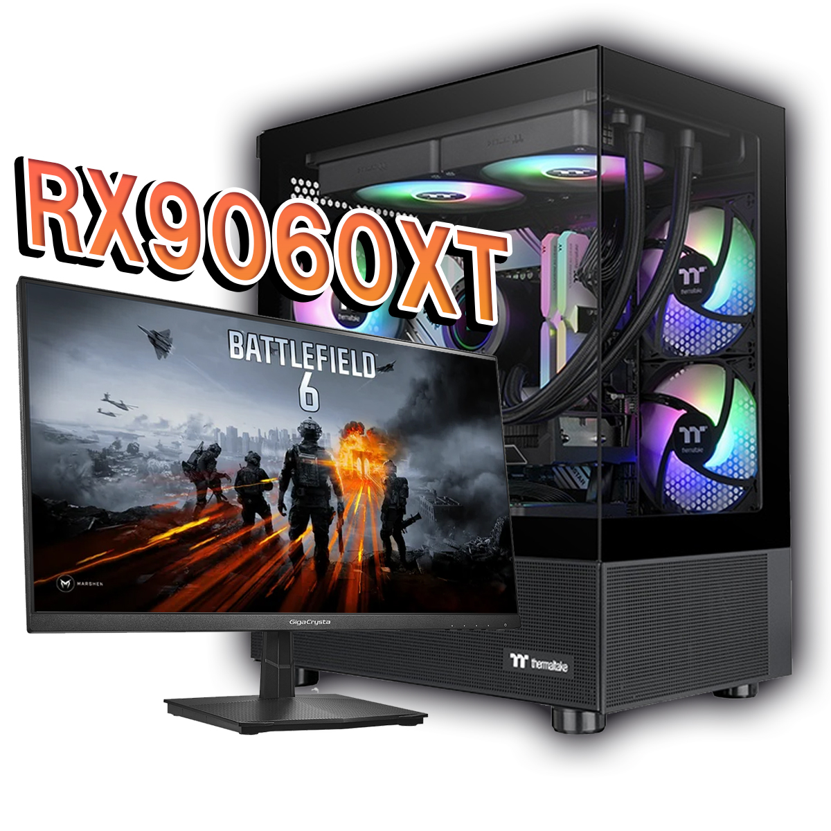 【全パーツ新品】白虎フルセット Radeon RX9060XT 搭載| AMD Ryzen7 5700X /  Thermaltake View 170 TG  / DDR4 16GB / SSD512GB / Windows 11 | 中古ゲーミングPC専門店 GP-ZERO 