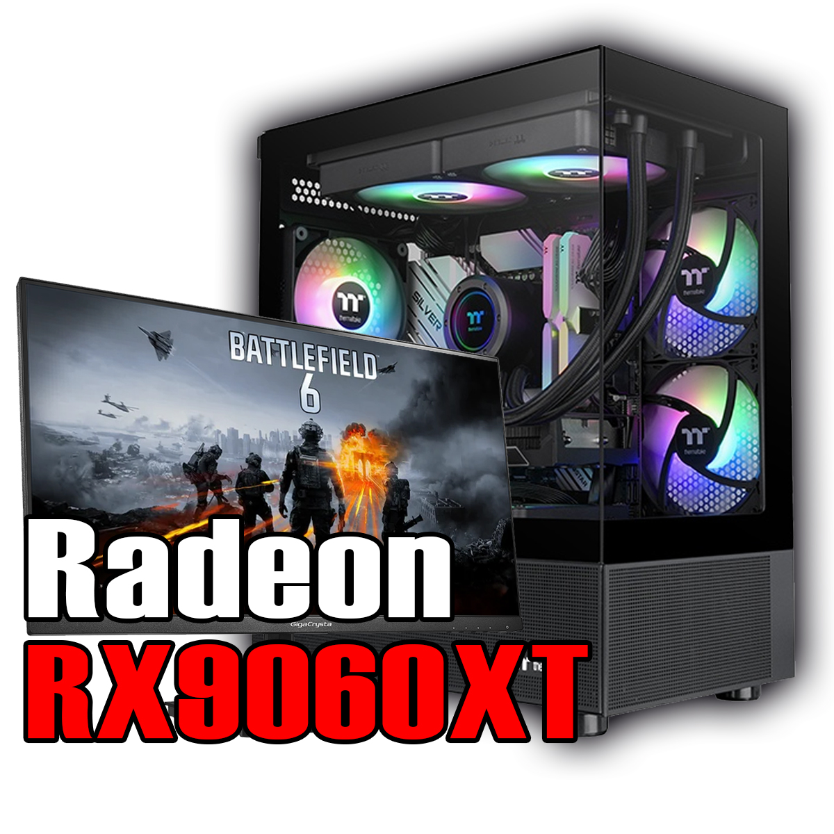 【全パーツ新品】白虎フルセット Radeon RX9060XT 搭載| AMD Ryzen7 5700X /  Thermaltake View 170 TG  / DDR4 16GB / SSD512GB / Windows 11 | 中古ゲーミングPC専門店 GP-ZERO 