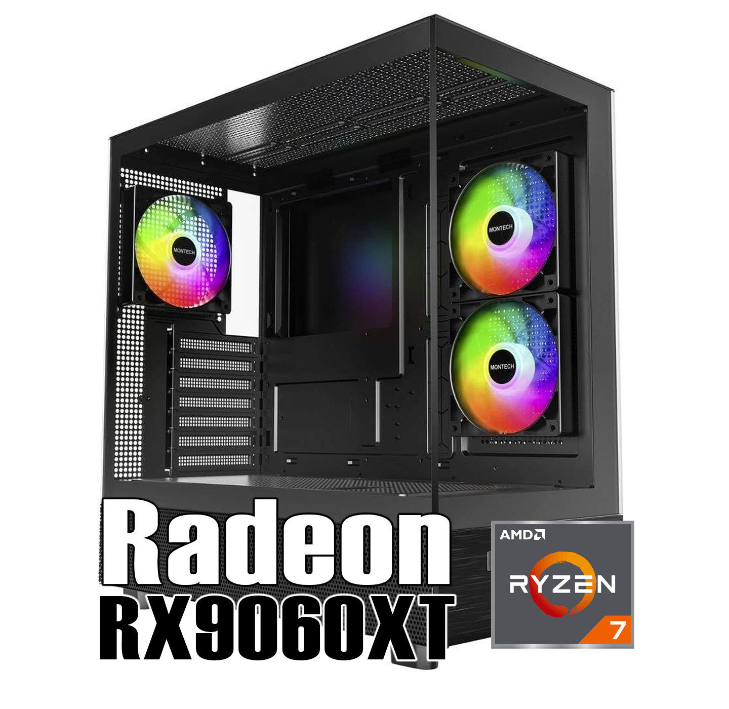 【全パーツ新品】白虎単品 Radeon RX9060XT 搭載| AMD Ryzen7 5700X / MONTECH XR  / DDR4 16GB / SSD512GB / Windows 11 | 中古ゲーミングPC専門店 GP-ZERO 