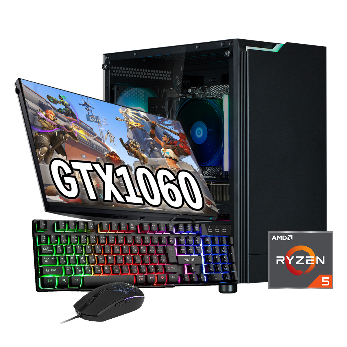 【新品ケース】エントリークラスセット 中古ゲーミングPC | NVIDIA GTX1060 搭載！ / AMD Ryzen5 3500 / ZALMAN T4 PLUS / DDR4 16GB / SSD256GB / HDD500GB / Windows 11 | 中古ゲーミングPC専門店 GP-ZERO