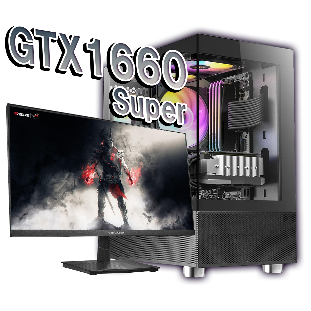 【新品ケース】ミドルクラスゲーミングセット Fortniteプレイするなら! 60Hzモニター付き！GTX1660Super搭載 新品PCケース付き 中古ゲーミングPC ANTEC CX200M Black White/ AMD Ryzen5 3500/DDR4 16GB/SSD512GB|中古ゲーミングPC専門店GP-ZERO