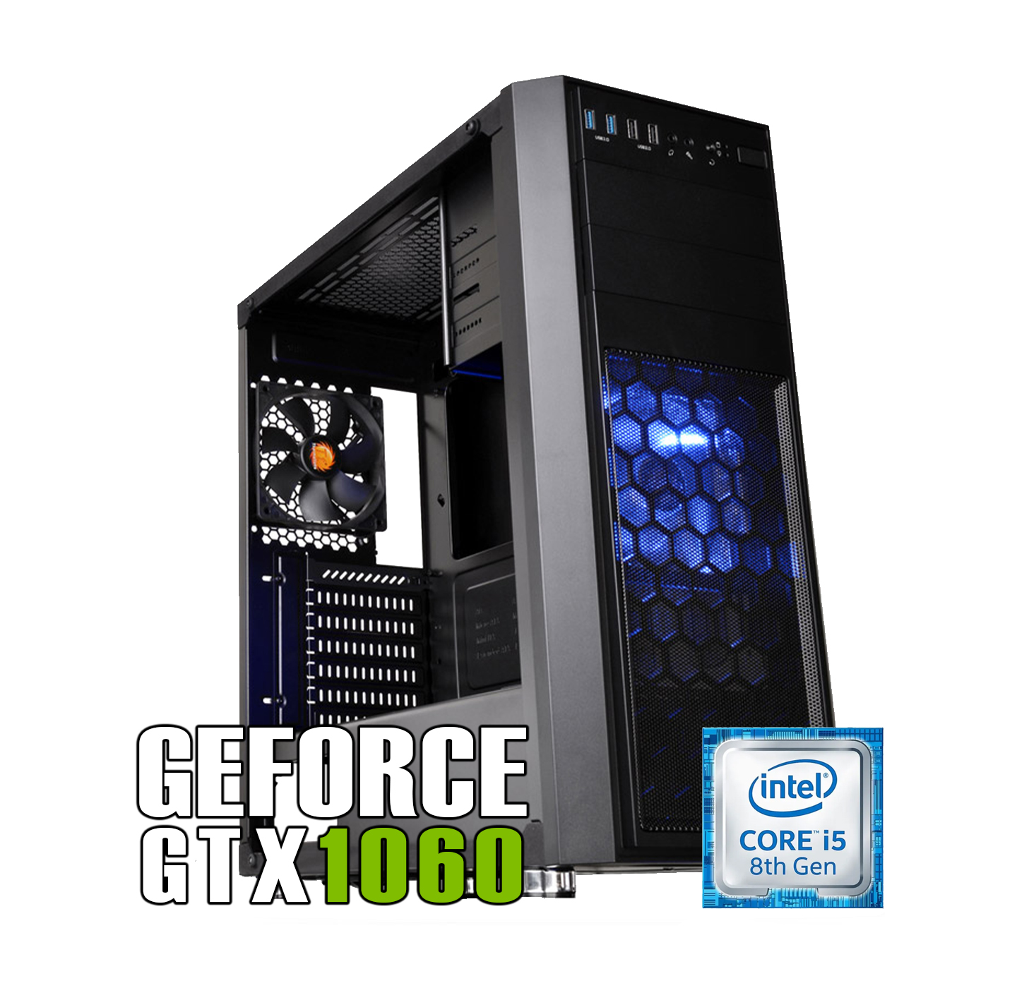 【新品ケース】エントリークラス単品 中古ゲーミングPC | NVIDIA GTX1060 搭載！ / Corei5 8世代以上 /DDR4 16GB/SSD256GB/HDD500GB/Windows11 64bit　ブラック・ホワイト